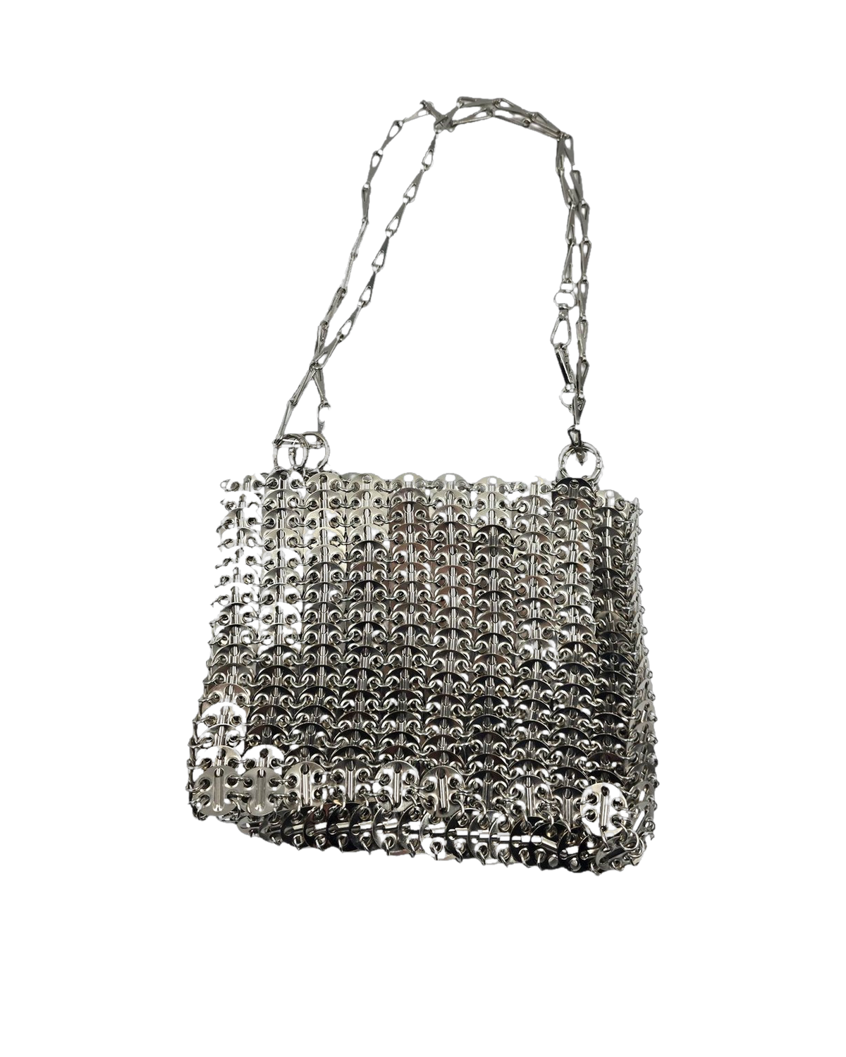 Circe – polished steel crossbody bag, studio shot