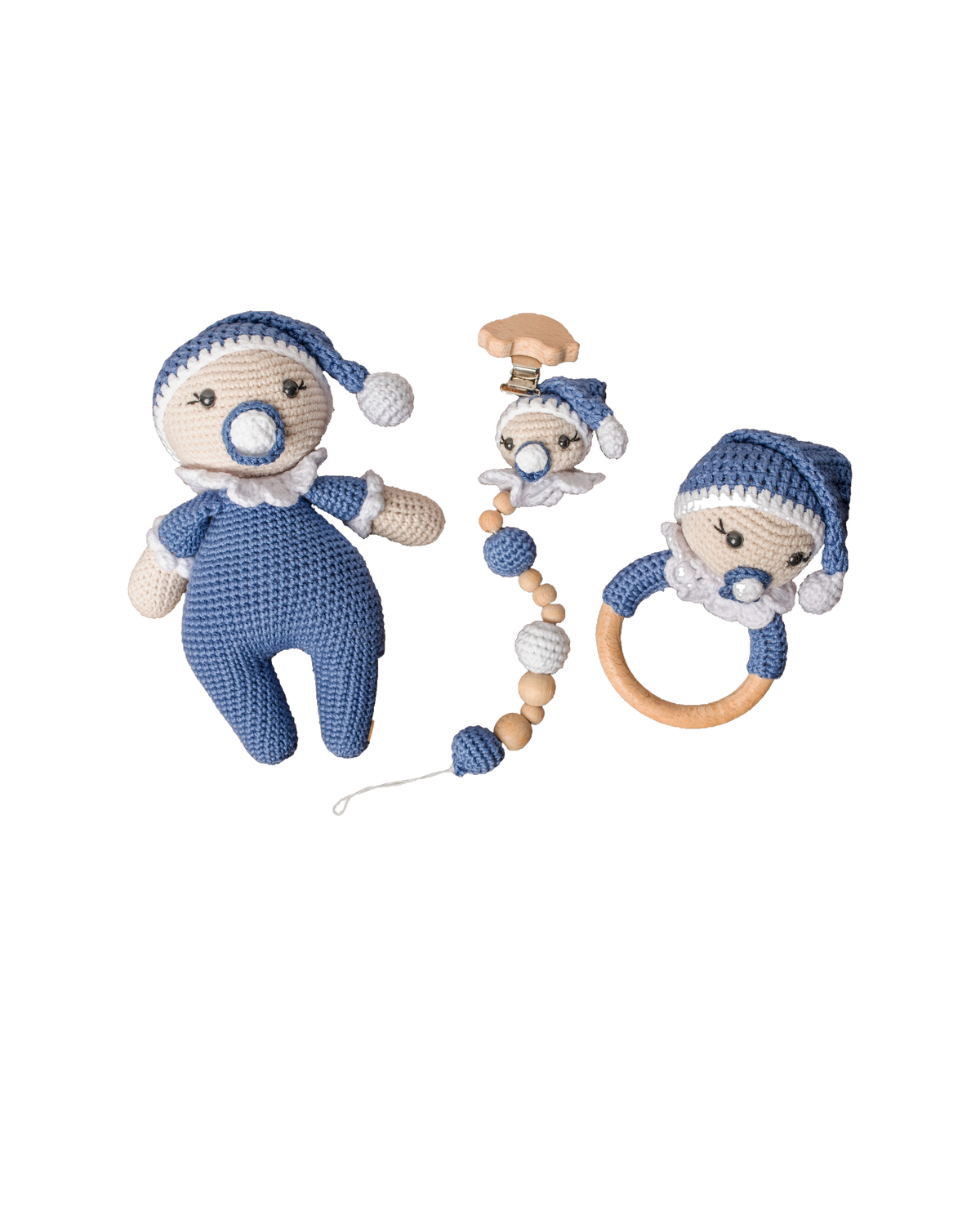 Baby with Pacifier Set – blue baby set, studio shot