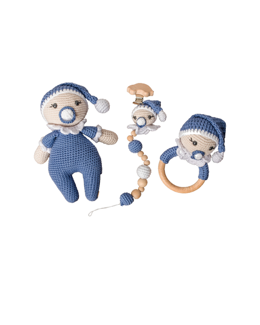 Baby with Pacifier Set – blue baby set, studio shot