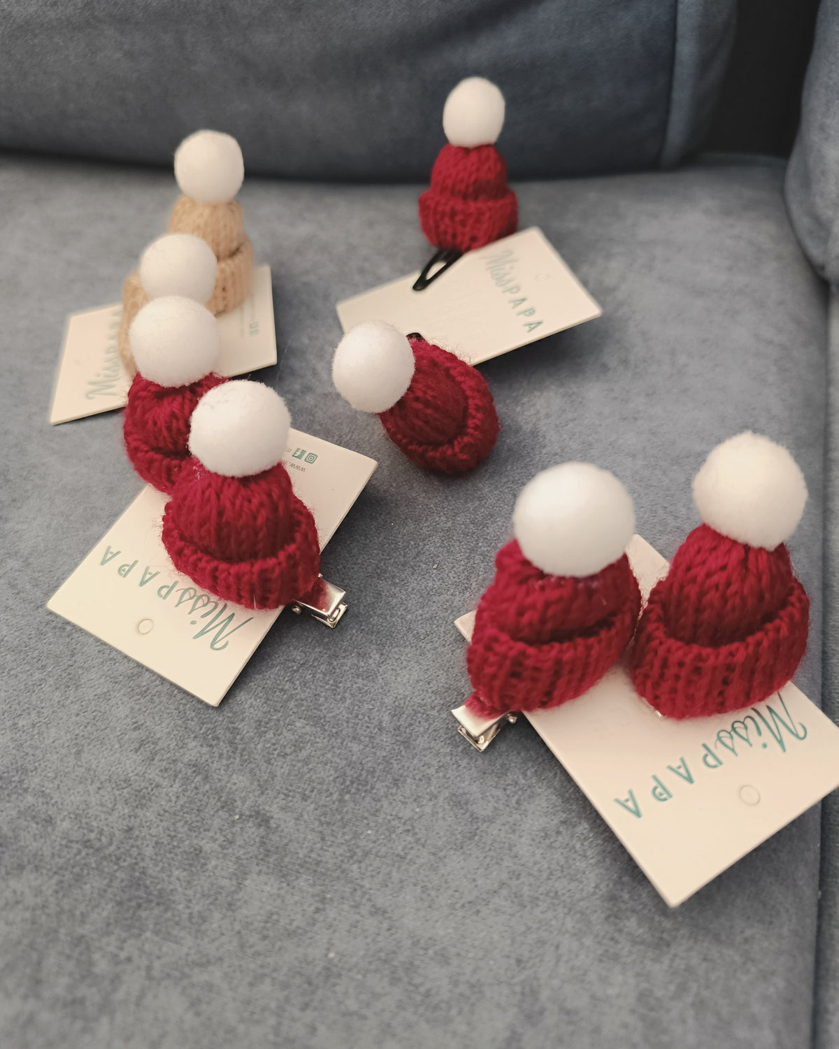 Christmas Hat Hair Clips – crochet hair clip, group shot