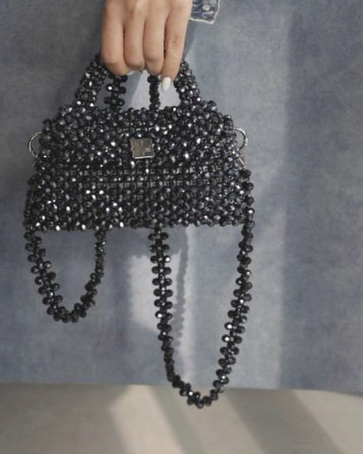 Selene – glass crystal crossbody bag, lifestyle shot