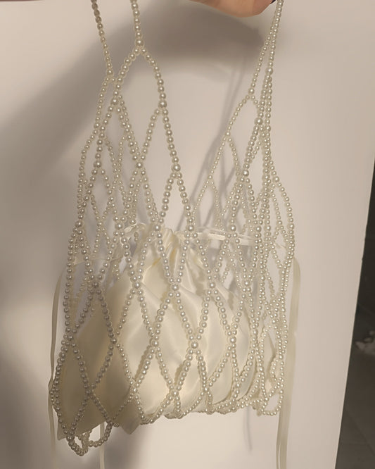 Velia – faux pearl net bag, lifestyle shot